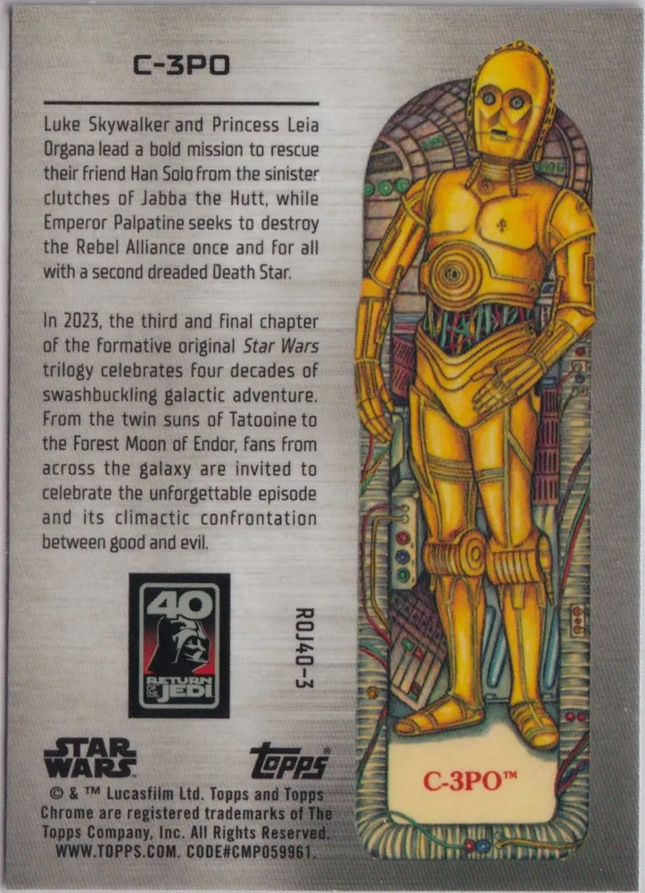 Star Wars Chrome 2023: Return of the Jedi 40th C-3PO: SWC23-RJ-3 view 2