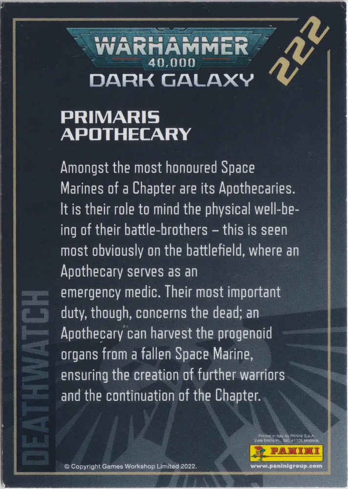 Warhammer 40k Dark Galaxy, Primaris Apothecary: OW-222 view 2