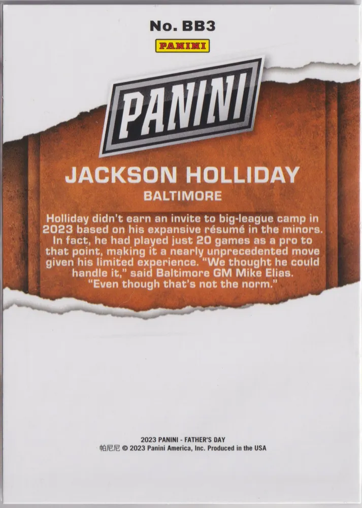 Panini Father's Day 2023: Jackson Holliday view 2