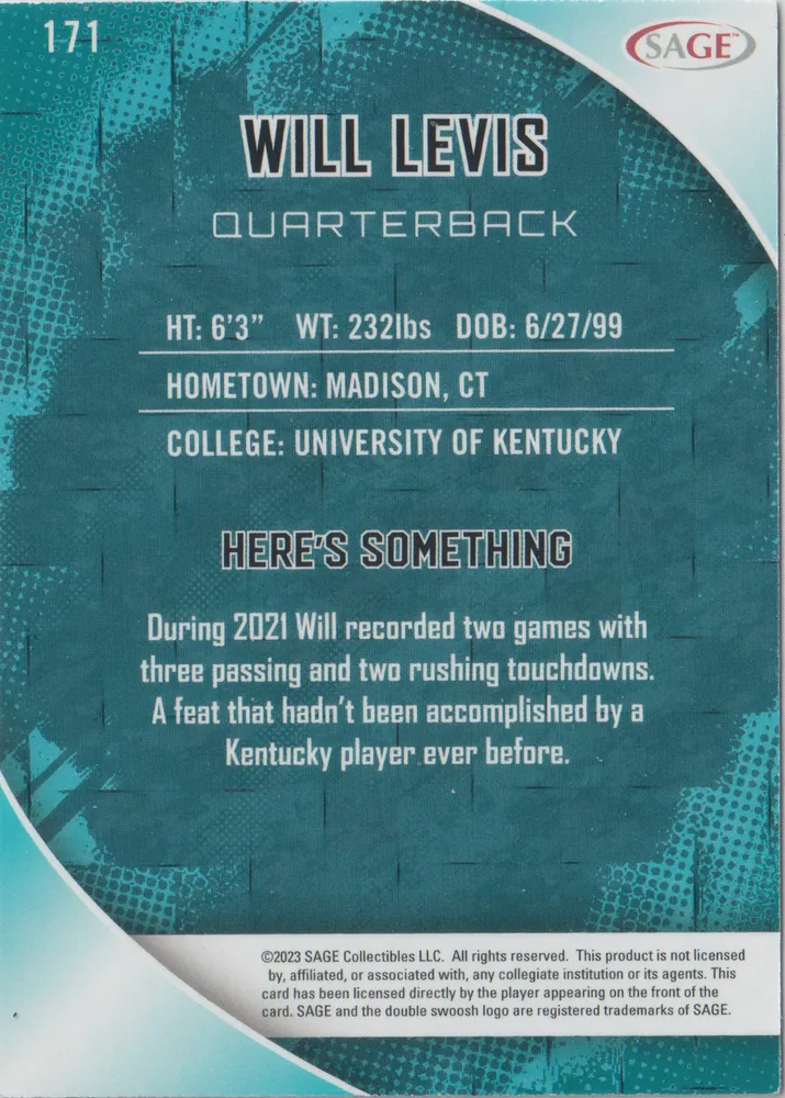 Sage High Series Draft 171: Will Levis view 2