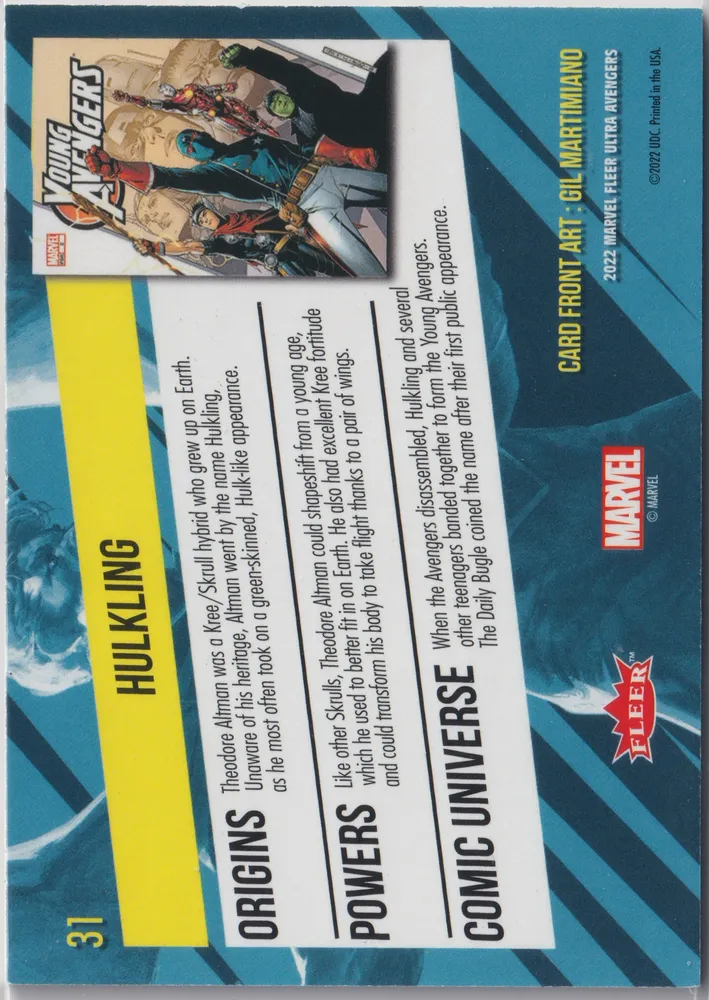 Fleer Ultra Avengers: Hulkling, card 31 view 2
