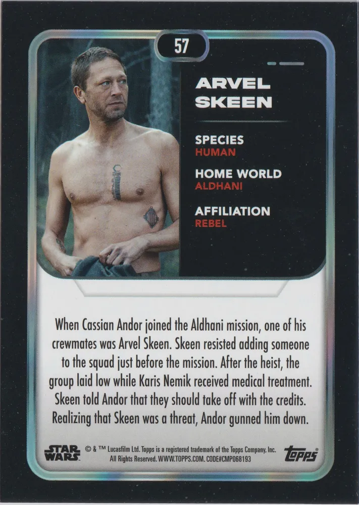 Star Wars Flagship 2023: Arvel Skeen card 57, Orange /299 view 2