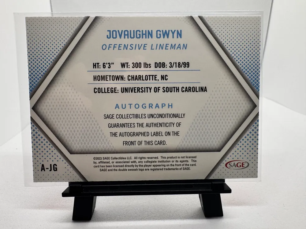 Sports Cards, Jovaughn Gwyn: A-JG view 2