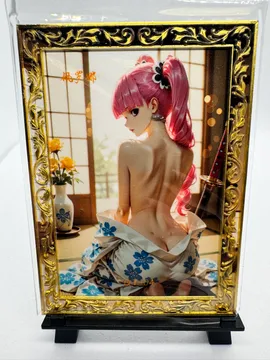 One Piece, One Piece girl (blue-floral yukata, tatami room; pink hair): QT-04