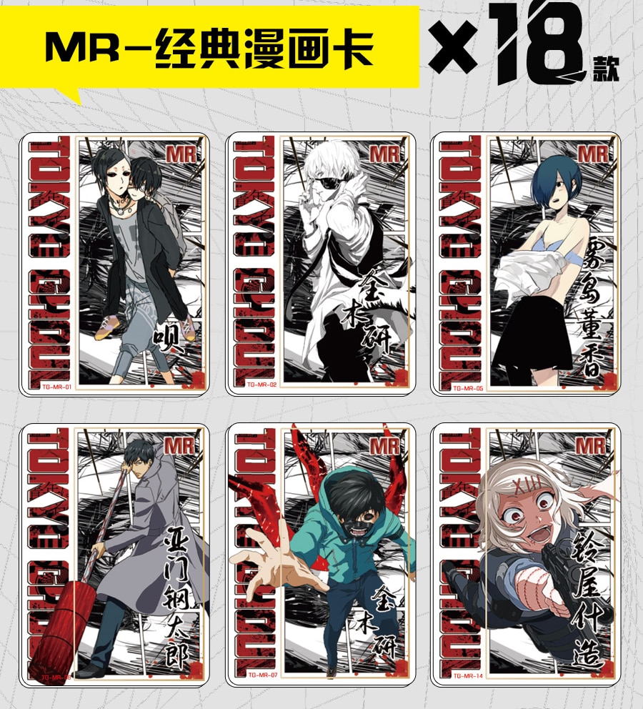 Part of the flier for this set of Tokyo Ghoul Cards, this page describes the MR rarity level