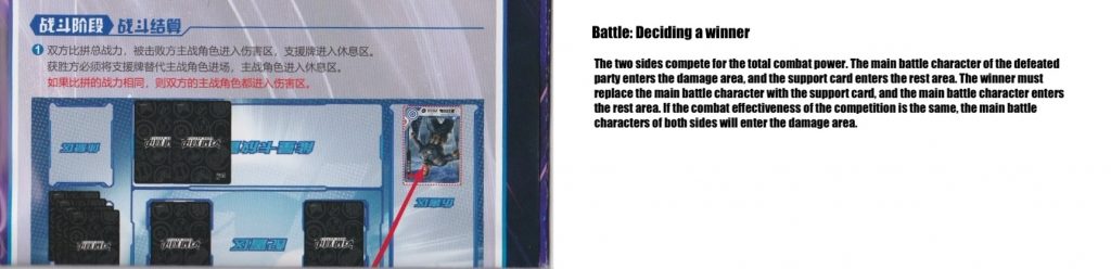 Translation of the fifth page of the Marvel Hero Battle rules book. This page explains how supporter effects work.