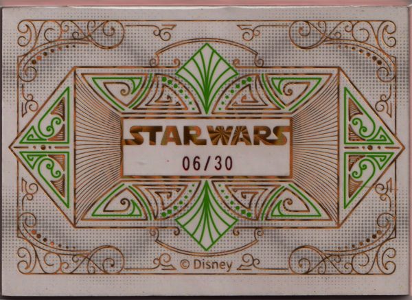 SW01-MAX.01 the back of this trading card, from star wars pre release 2023. Numbered to 30
