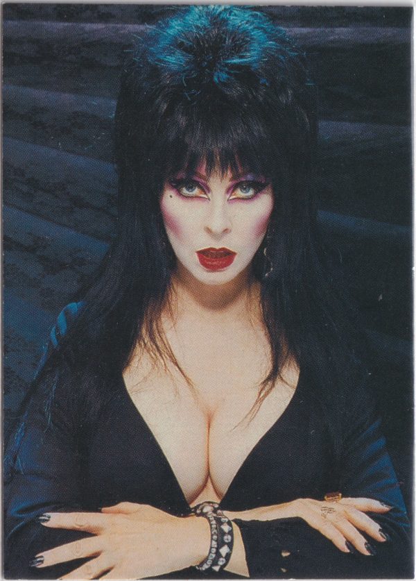 Elvira 3 of 72 front of the trading card from her Mistress of the Dark set released by Comic Images in 1996