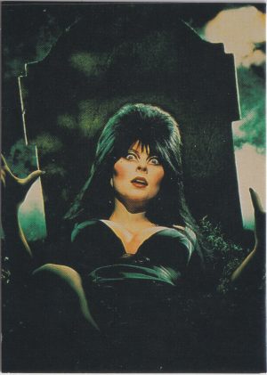 Elvira 23 of 72 front of the trading card from her Mistress of the Dark set released by Comic Images in 1996