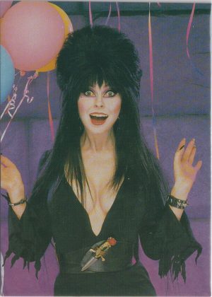 Elvira 29 of 72 front of the trading card from her Mistress of the Dark set released by Comic Images in 1996