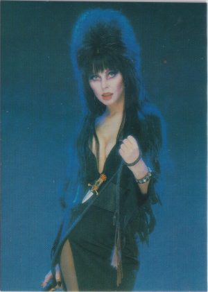 Elvira 40 of 72 front of the trading card from her Mistress of the Dark set released by Comic Images in 1996