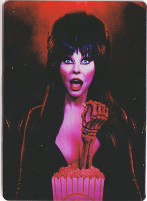 front of card 1 from Dynamite Entertainments Elvira Metal Crypt card set