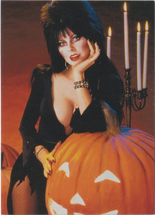 Elvira 16 of 72 front of the trading card from her Mistress of the Dark set released by Comic Images in 1996