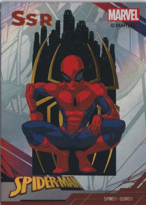 SPM01-SSR01 a trading card from the incredible Spiderman 60th Anniversary set by Zhenka