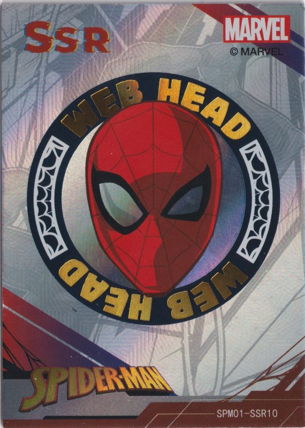 SPM01-SSR10 a trading card from the incredible Spiderman 60th Anniversary set by Zhenka