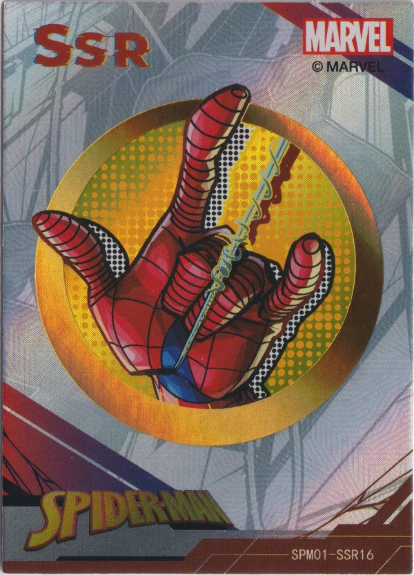 SPM01-SSR16 a trading card from the incredible Spiderman 60th Anniversary set by Zhenka