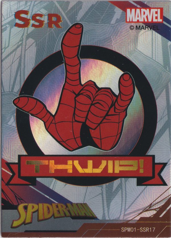 SPM01-SSR17 a trading card from the incredible Spiderman 60th Anniversary set by Zhenka