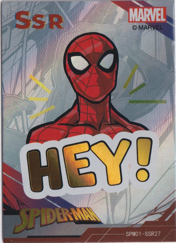 SPM01-SSR27 a trading card from the incredible Spiderman 60th Anniversary set by Zhenka
