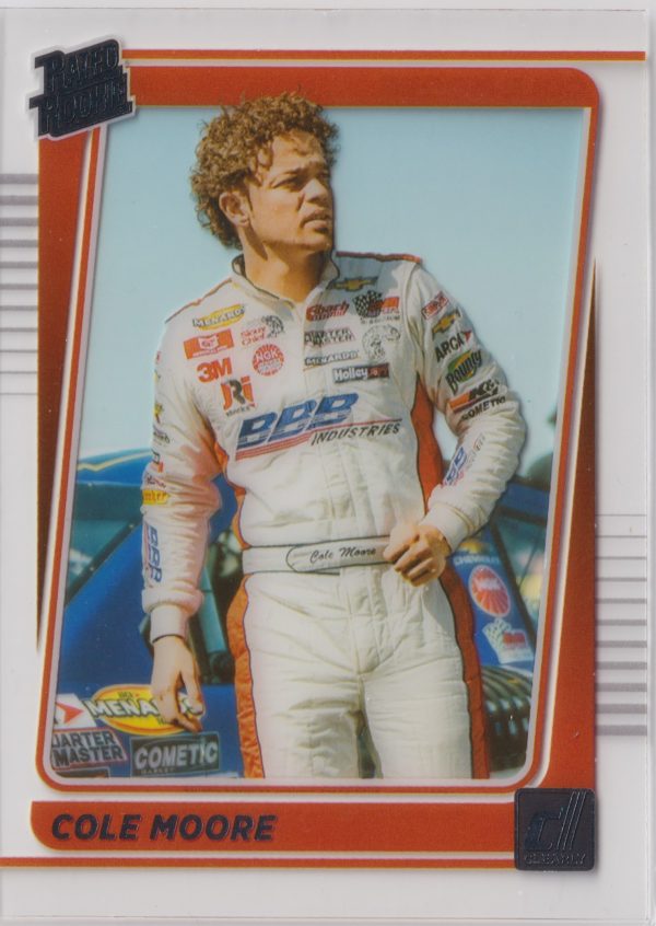 Cole Moore on card 29 from Panini's 2021 Nascar Chronicles set of trading cards