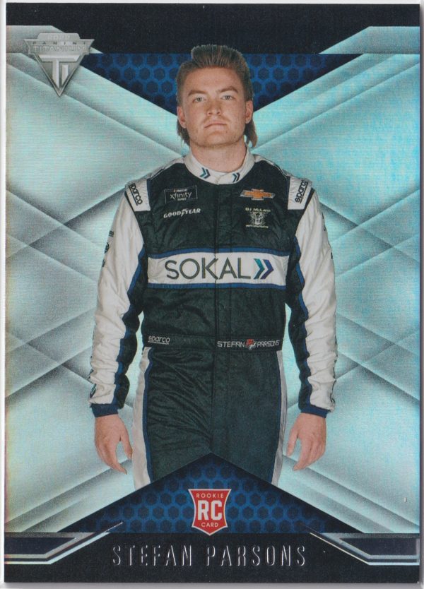 Stefan Parsons on card 4 from Panini's 2021 Nascar Chronicles set of trading cards