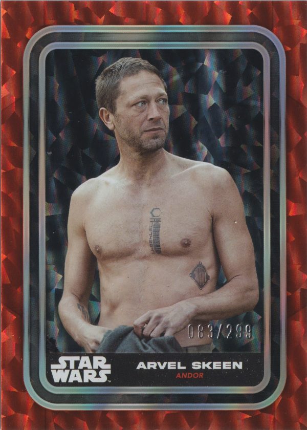 Arvel Skeen card 57 from Topps' 2023 Flagship trading cards set. This is the low-end retail offering, it still has many parallels, insert sets and a full suite of rare autographed chase cards.