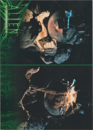 The Face Hugger - Card 5 from the 1996 Alien Legacy trading cards produced by inkworks.