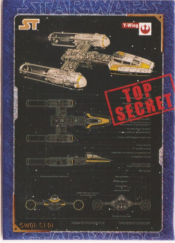 SW01.ST01 Y-Wing, a trading card from the amazing Star Wars Pre Release set by Step Inn Games Ltd now known as Cartoon House