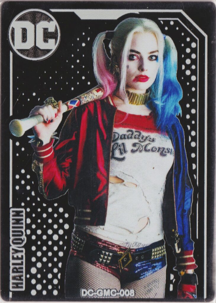A metal trading card, DC-GMC-008 from the bootleg DC 