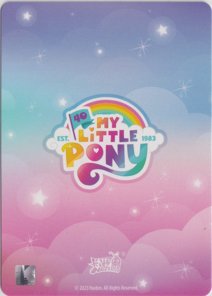 Back of an SC rarity trading card from the My Little Pony Kayou set